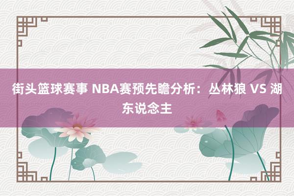 街头篮球赛事 NBA赛预先瞻分析：丛林狼 VS 湖东说念主