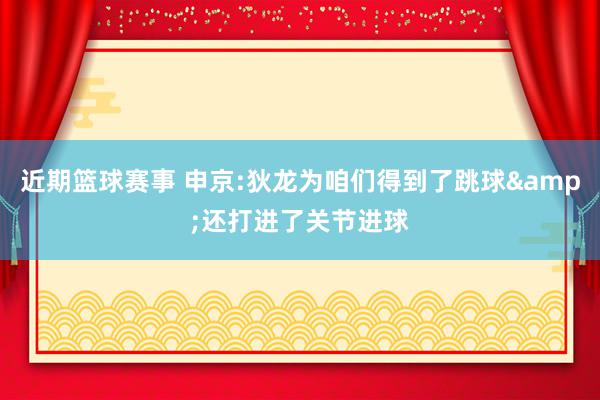 近期篮球赛事 申京:狄龙为咱们得到了跳球&还打进了关节进球