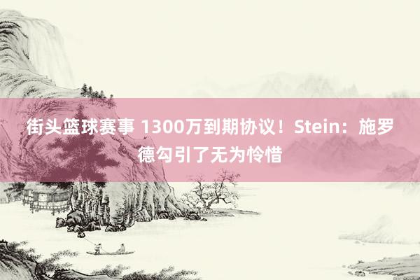 街头篮球赛事 1300万到期协议！Stein：施罗德勾引了无为怜惜