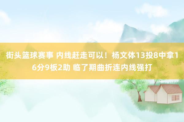 街头篮球赛事 内线赶走可以！杨文体13投8中拿16分9板2助 临了期曲折连内线强打