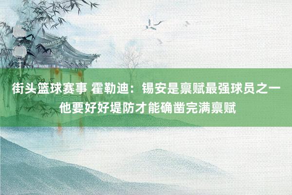 街头篮球赛事 霍勒迪：锡安是禀赋最强球员之一 他要好好堤防才能确凿完满禀赋