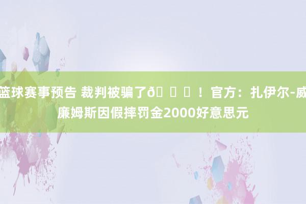 篮球赛事预告 裁判被骗了😅！官方：扎伊尔-威廉姆斯因假摔罚金2000好意思元